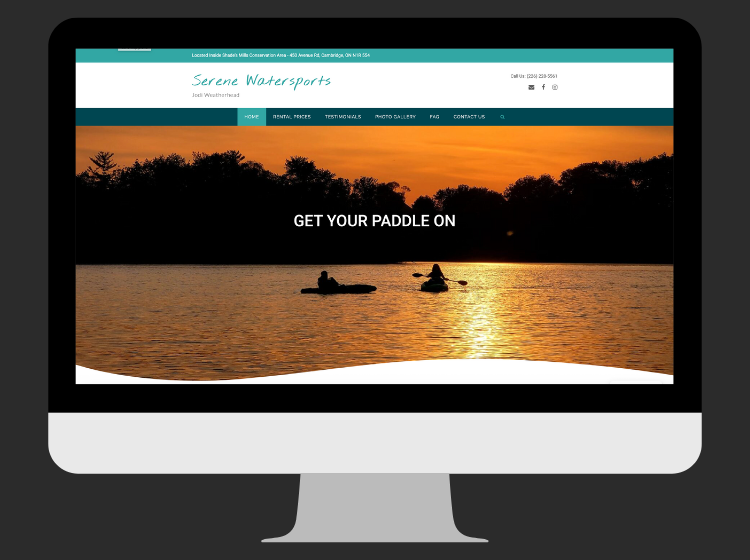 Picture of Sertene Watersports website home page