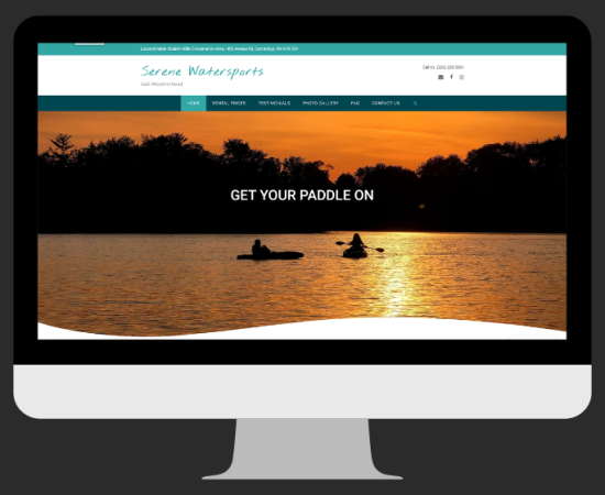 Serene Watersport - Small Local Business Picture of Sertene Watersports website home page